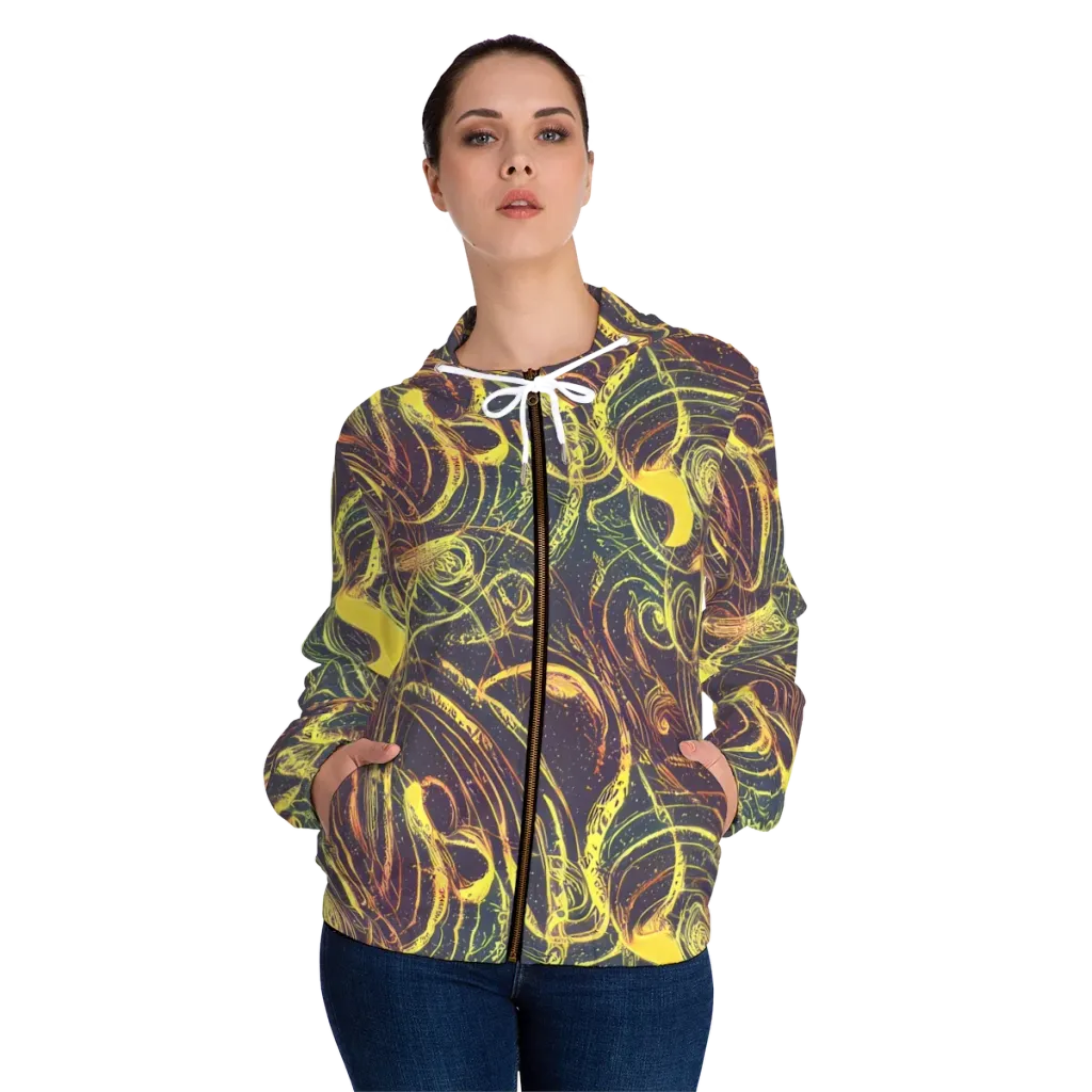 Lunar Riptide on Women's Full-Zip Hoodie — Front On Person