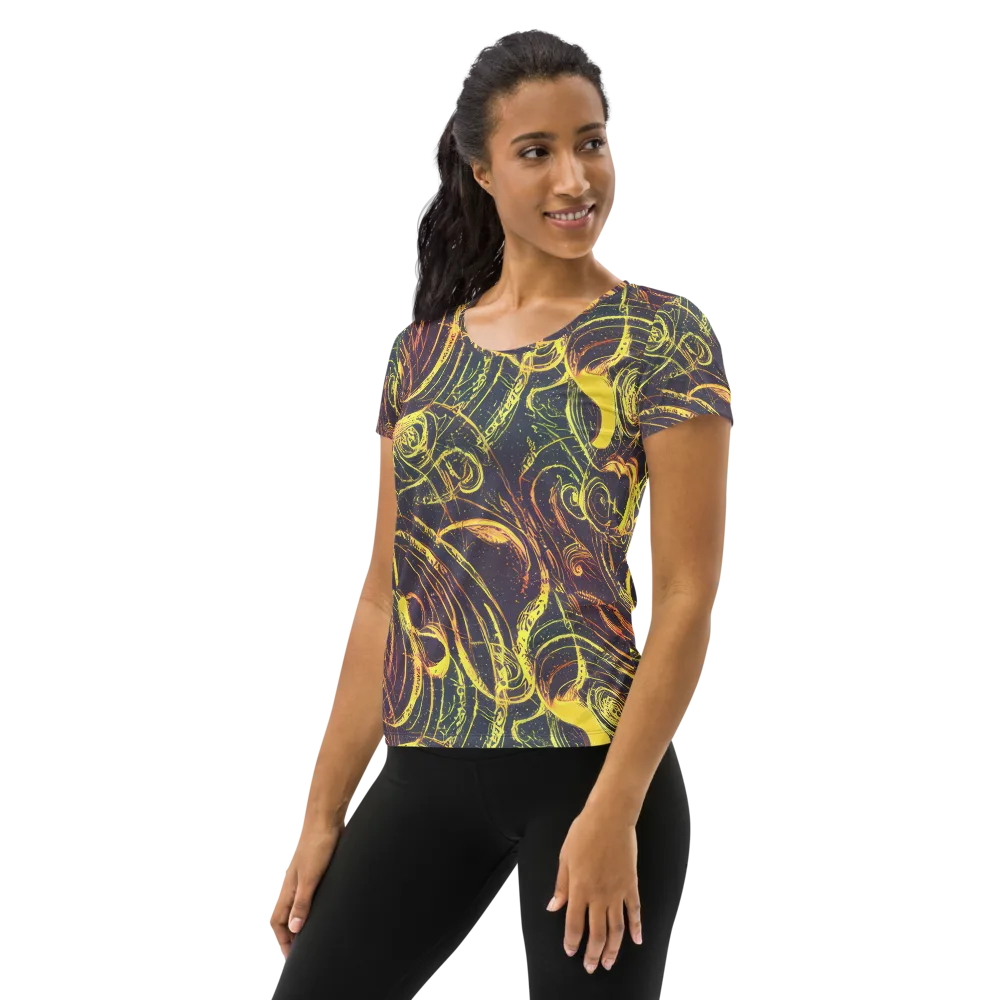 Lunar Riptide on Women's Athletic T-Shirt — Left
