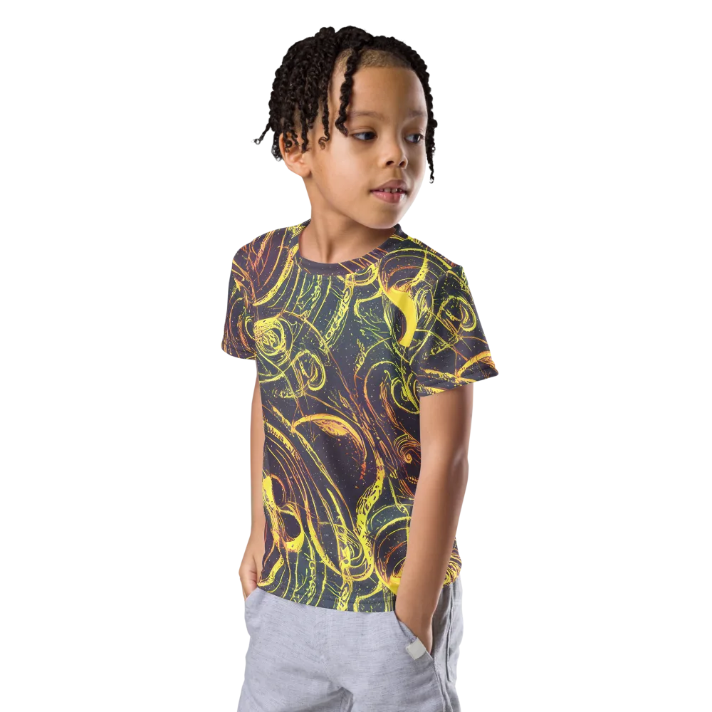 Lunar Riptide on Kids Crew Neck T-Shirt — Left Front