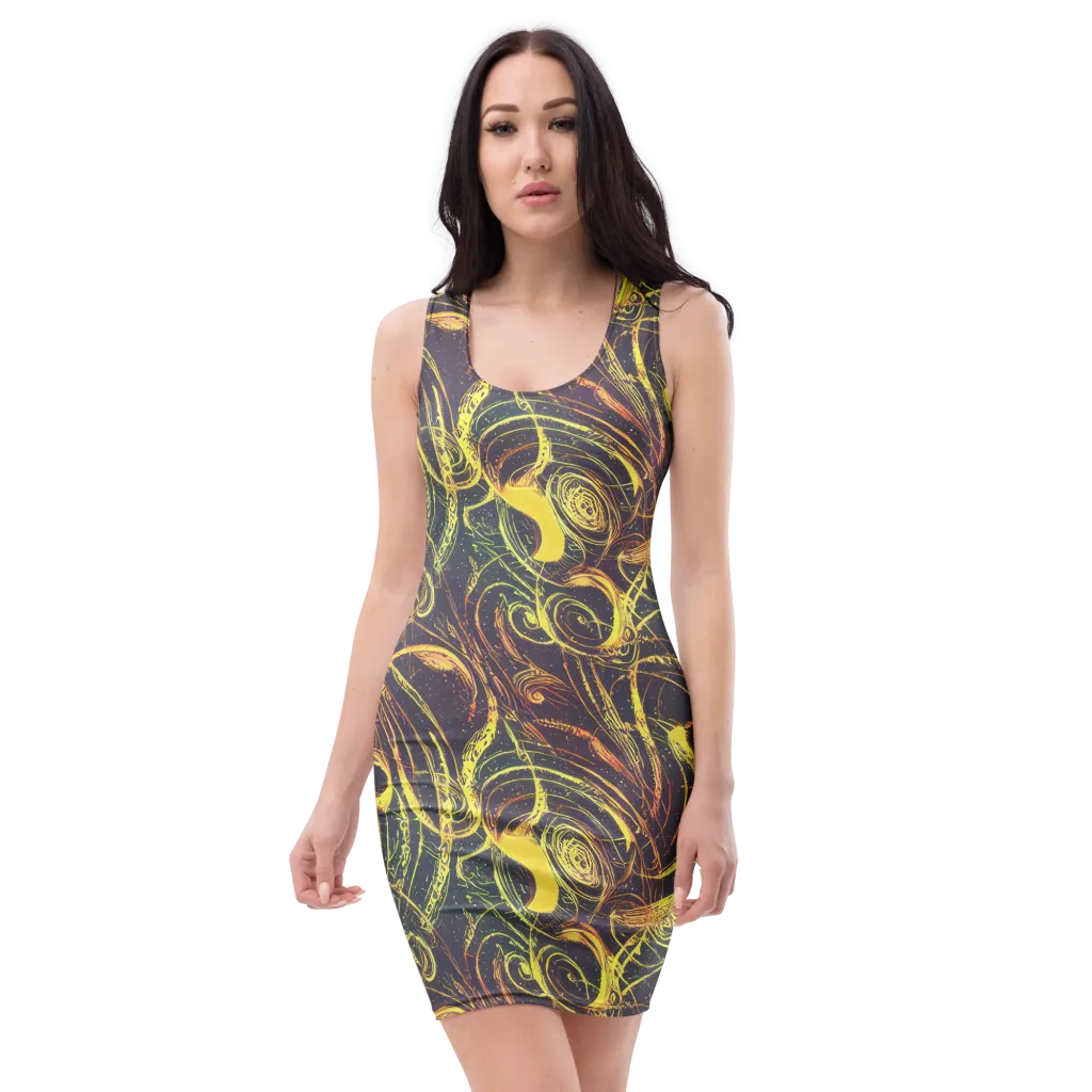 Lunar Riptide on Bodycon Dress — Front