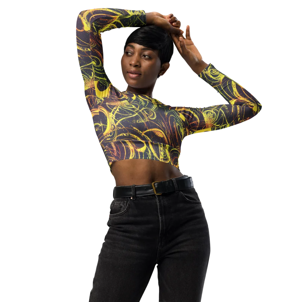Lunar Riptide on Long Sleeve Crop Top — Front