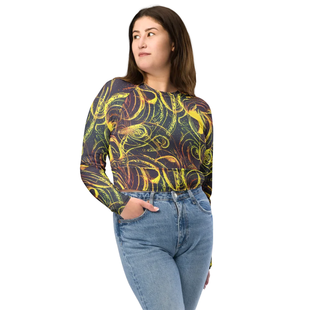 Lunar Riptide on Long Sleeve Crop Top — Front