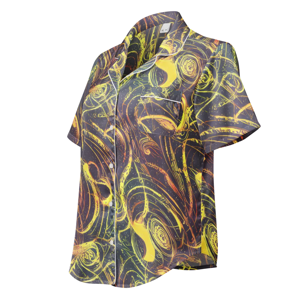 Lunar Riptide on Women's Short Sleeve Pajama Top — Left Front