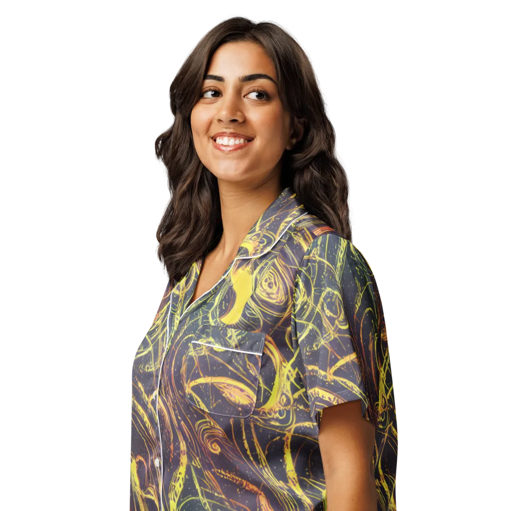 Lunar Riptide on Women's Short Sleeve Pajama Top — Left Front