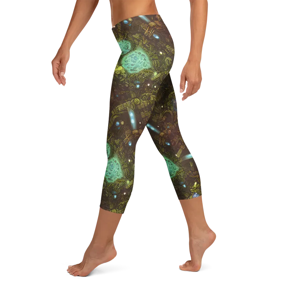 Bioluminescent Engine on Capri Leggings — Left