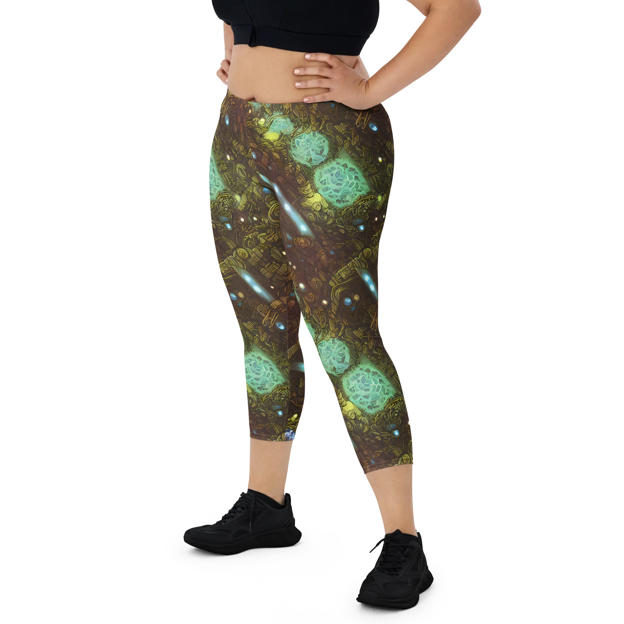 Bioluminescent Engine on Capri Leggings — Front