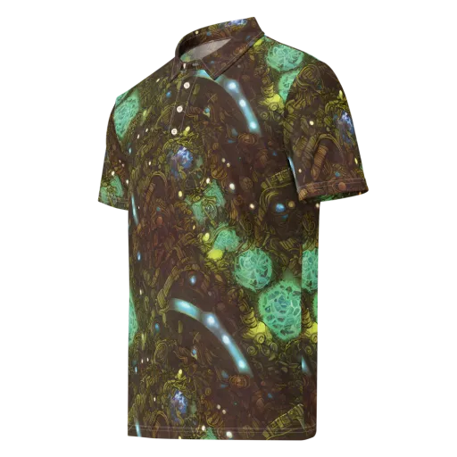 Bioluminescent Engine on a Men's Slim Fit Polo Shirt