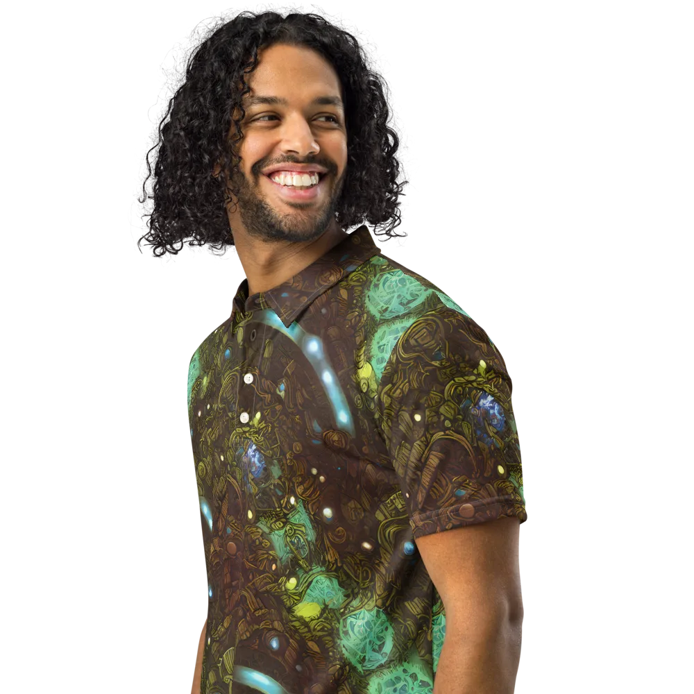 Bioluminescent Engine on Men's Slim Fit Polo Shirt — Left Front