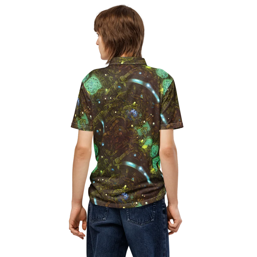 Bioluminescent Engine on Men's Slim Fit Polo Shirt — Back