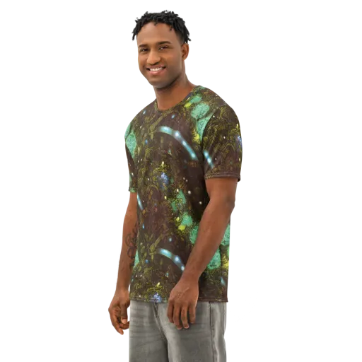 Bioluminescent Engine on a Men's Cotton Crew Neck T-Shirt