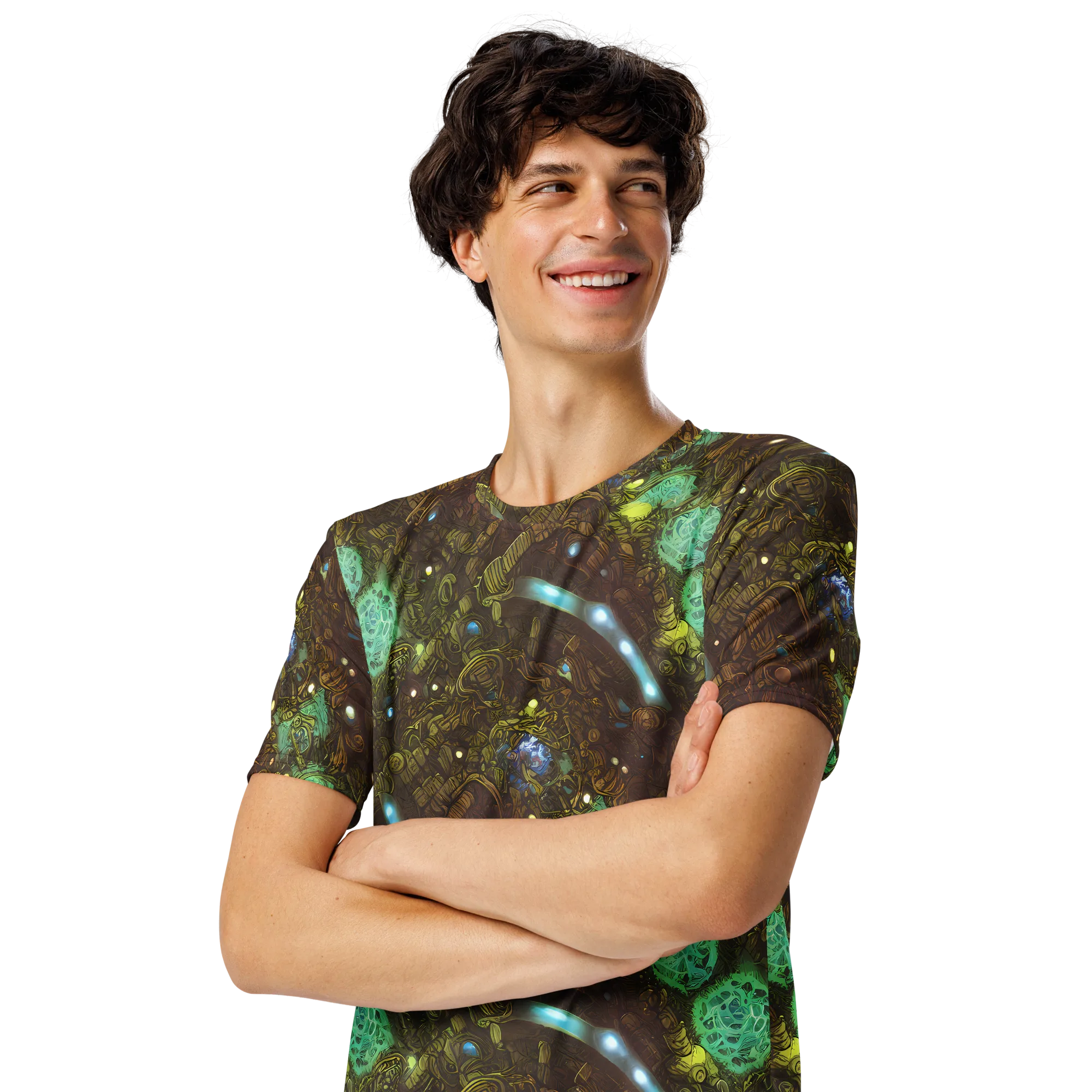 Bioluminescent Engine on Men's Crew Neck T-Shirt — Left Front