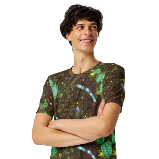 Bioluminescent Engine on a Men's Crew Neck T-Shirt