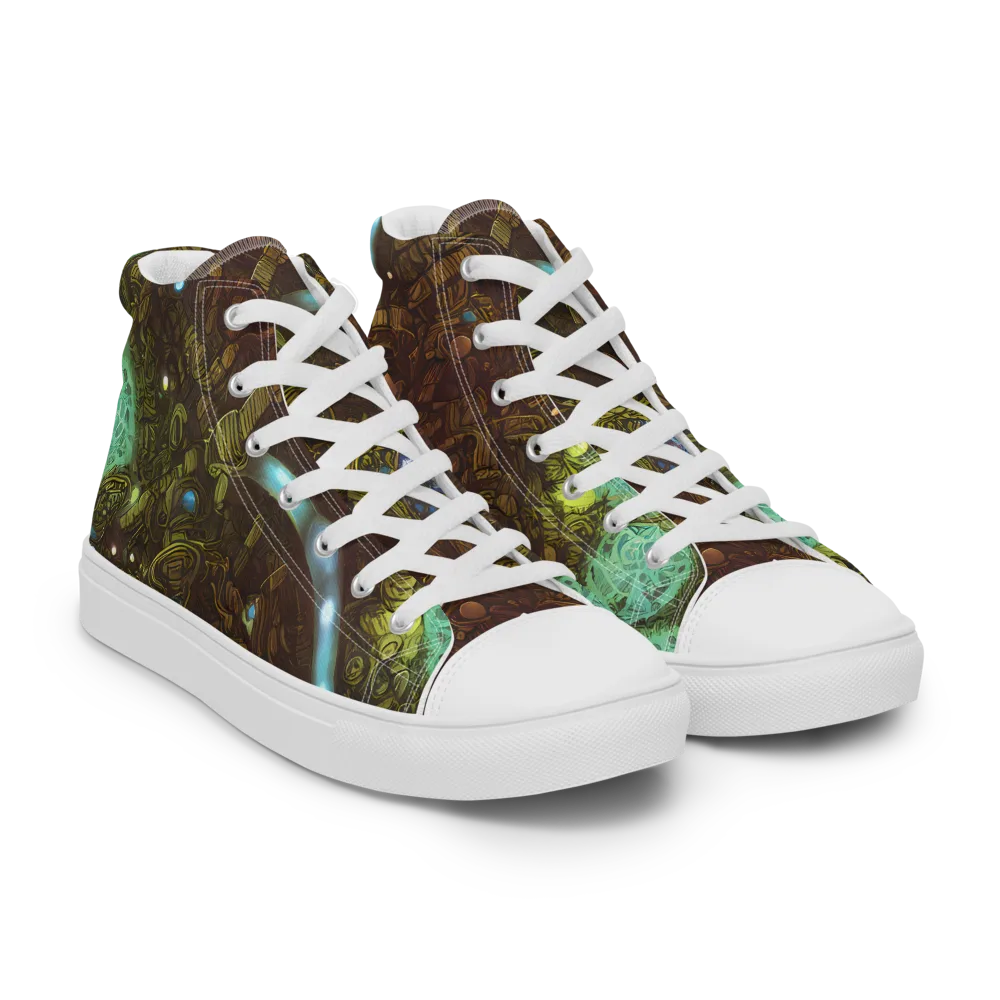 Bioluminescent Engine on Men's High Top Canvas Shoes — Right Front