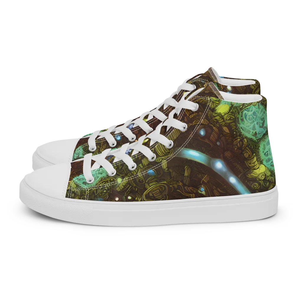 Bioluminescent Engine on Men's High Top Canvas Shoes — Left