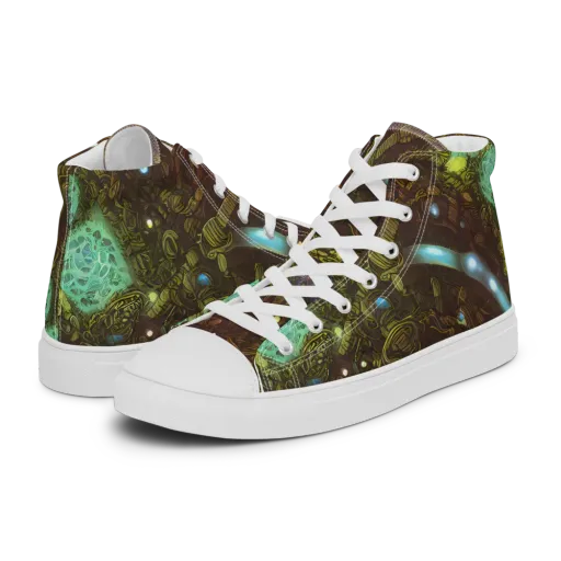 Bioluminescent Engine on a Men's High Top Canvas Shoes