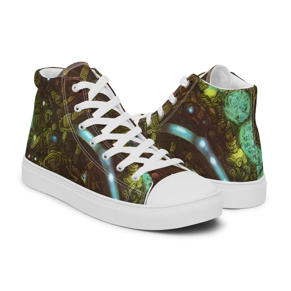 Bioluminescent Engine on Men's High Top Canvas Shoes — Right
