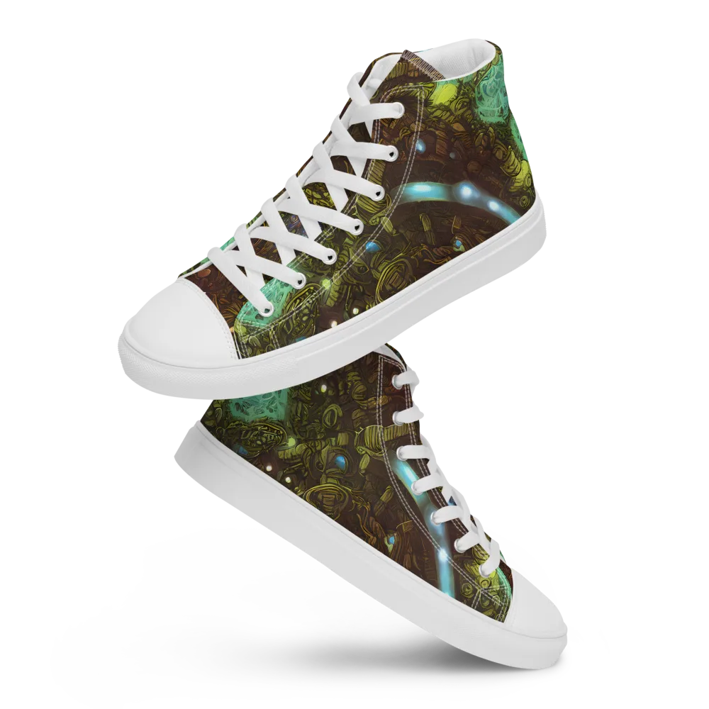 Bioluminescent Engine on Men's High Top Canvas Shoes — Front