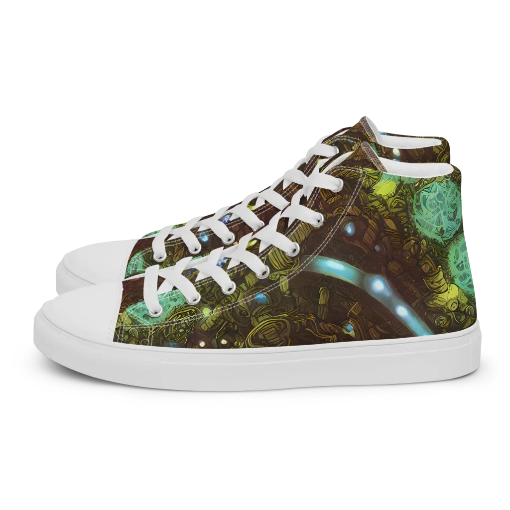 Bioluminescent Engine on Women's High Top Canvas Shoes — Left