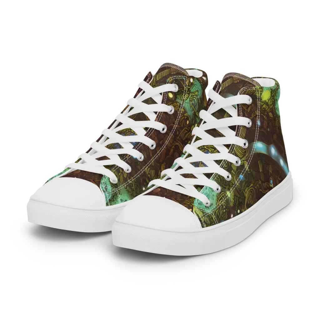 Bioluminescent Engine on Women's High Top Canvas Shoes — Left Front