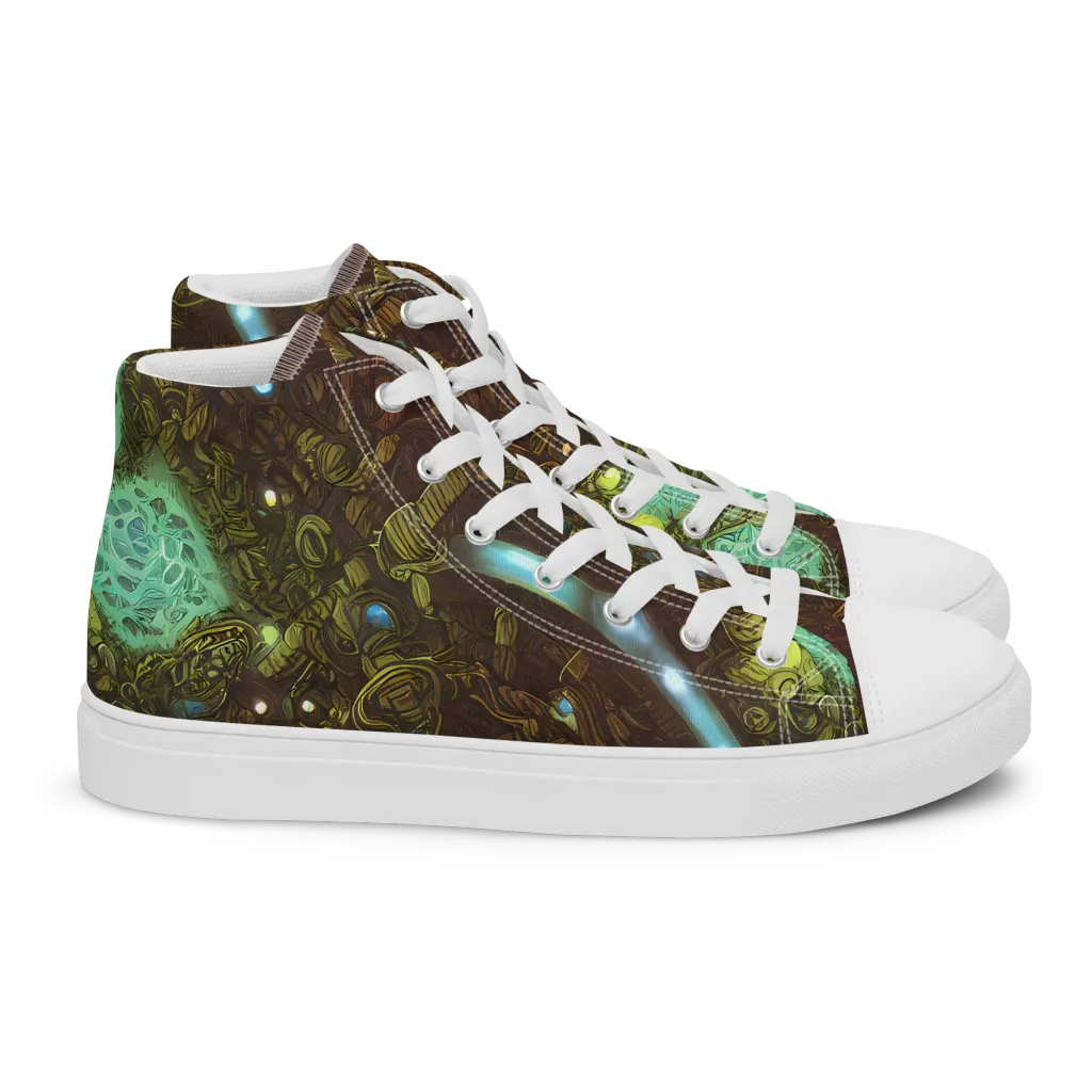 Bioluminescent Engine on Women's High Top Canvas Shoes — Right