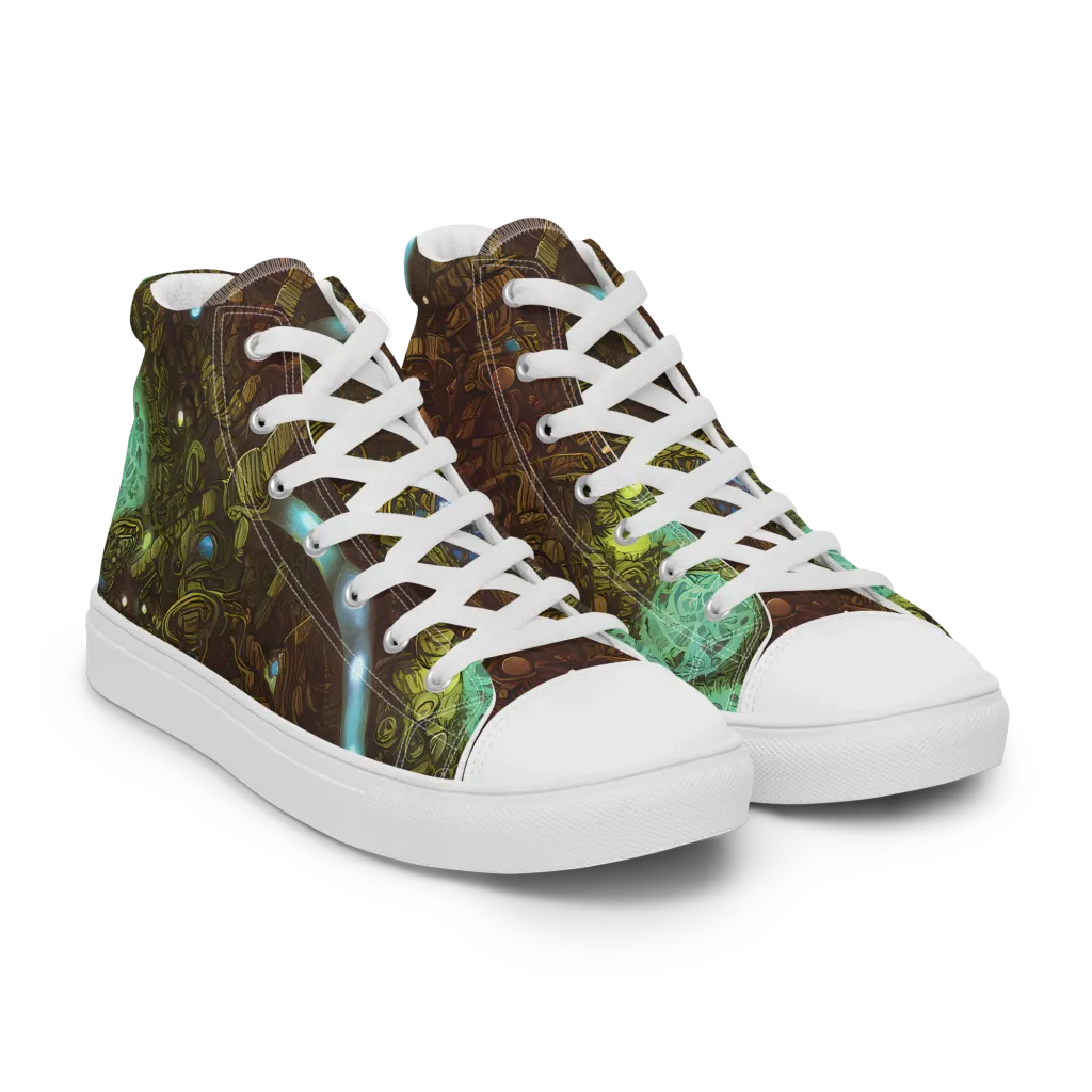Bioluminescent Engine on Women's High Top Canvas Shoes — Right Front