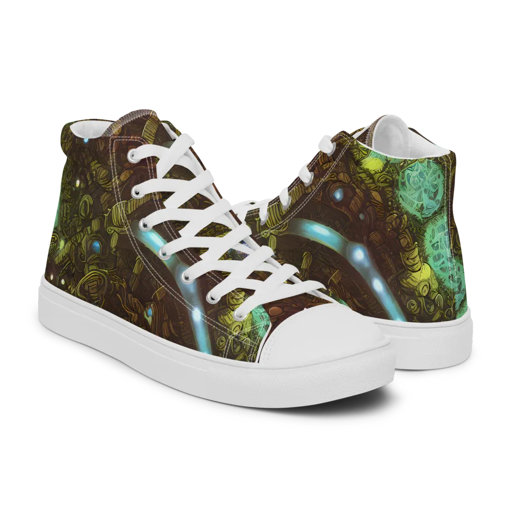 Bioluminescent Engine on Women's High Top Canvas Shoes — Right