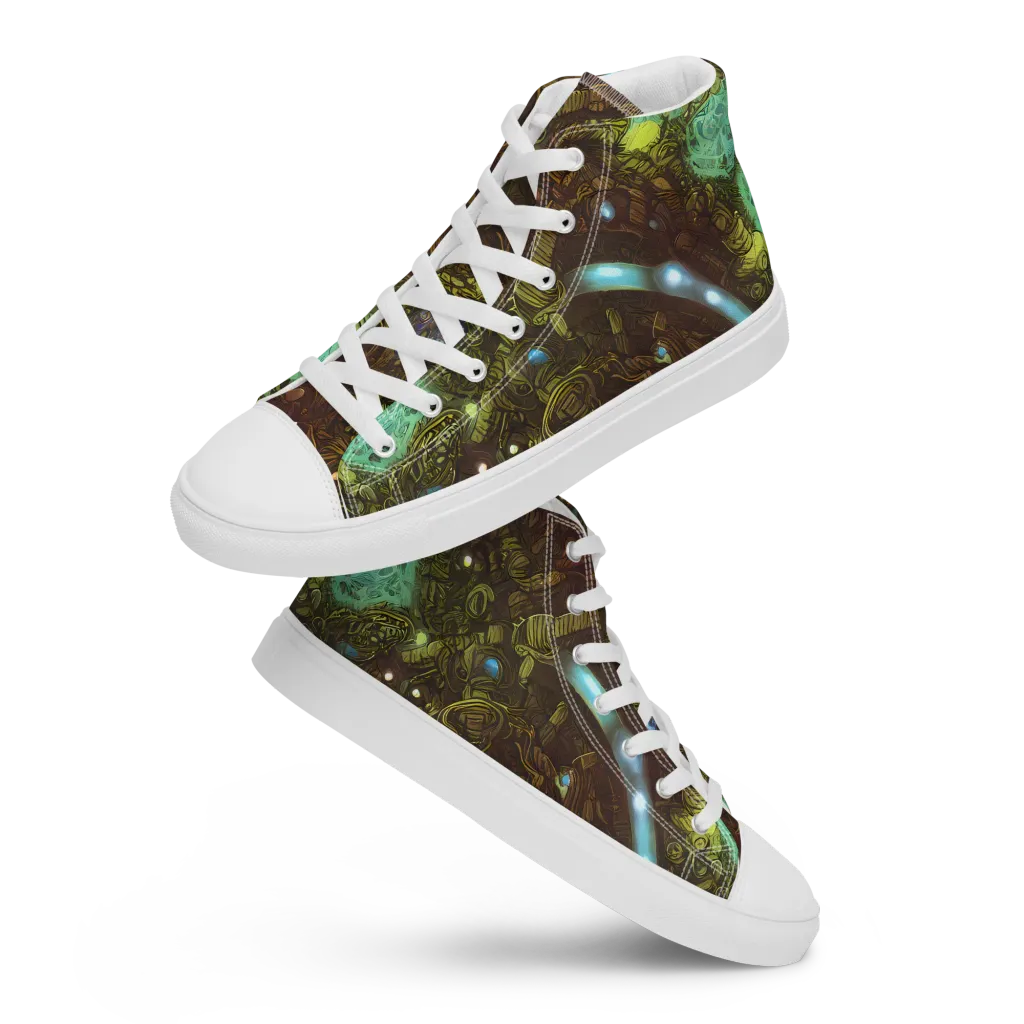 Bioluminescent Engine on Women's High Top Canvas Shoes — Front