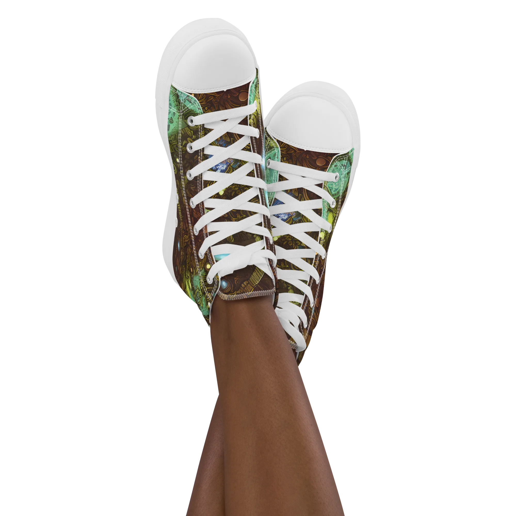 Bioluminescent Engine on Women's High Top Canvas Shoes — Front