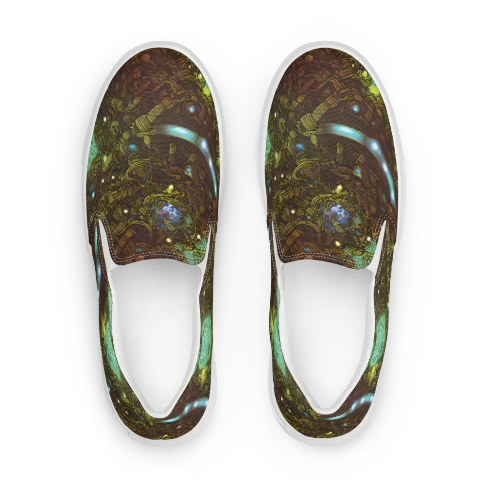 Bioluminescent Engine on Men's Slip-On Canvas Shoes — Front