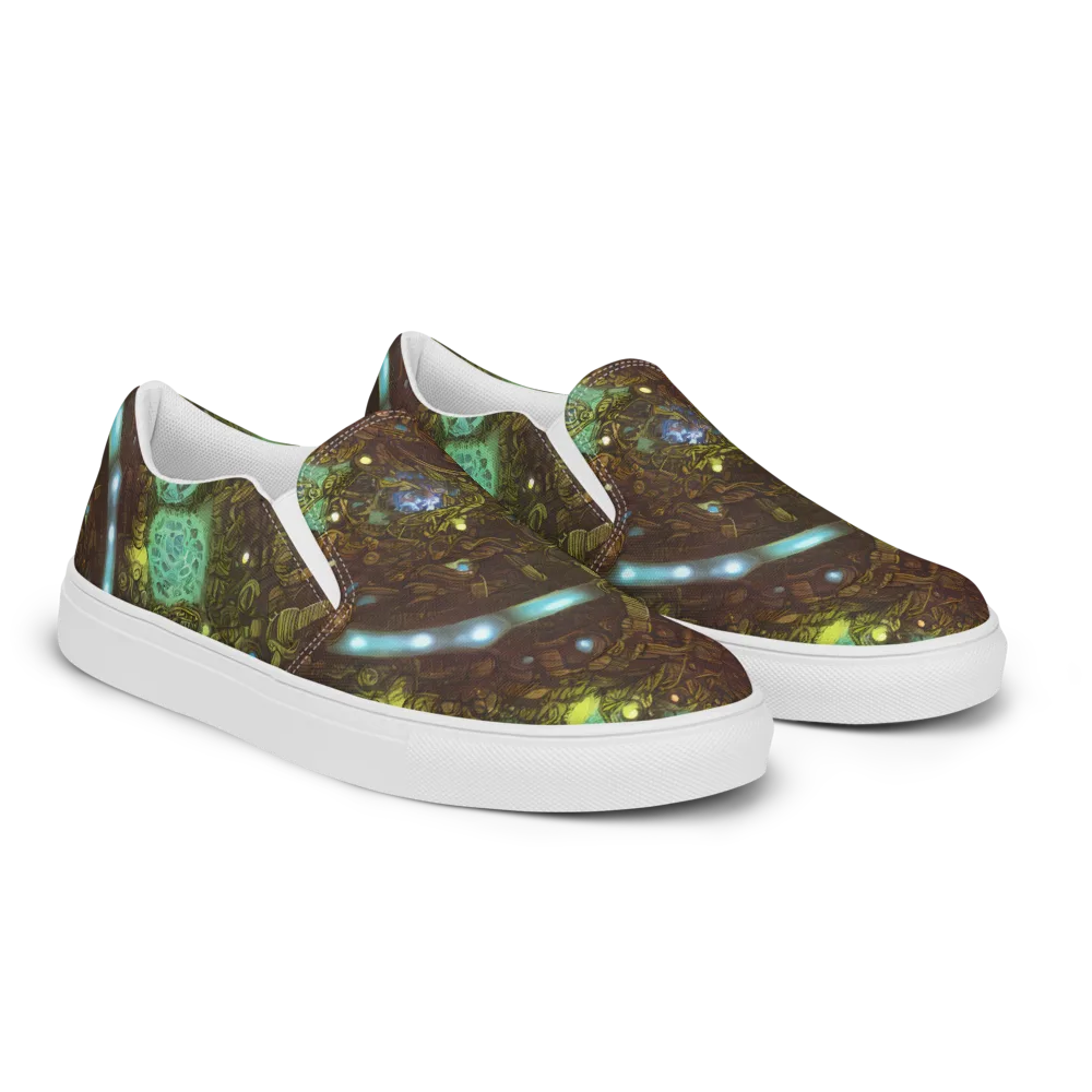 Bioluminescent Engine on Men's Slip-On Canvas Shoes — Right Front