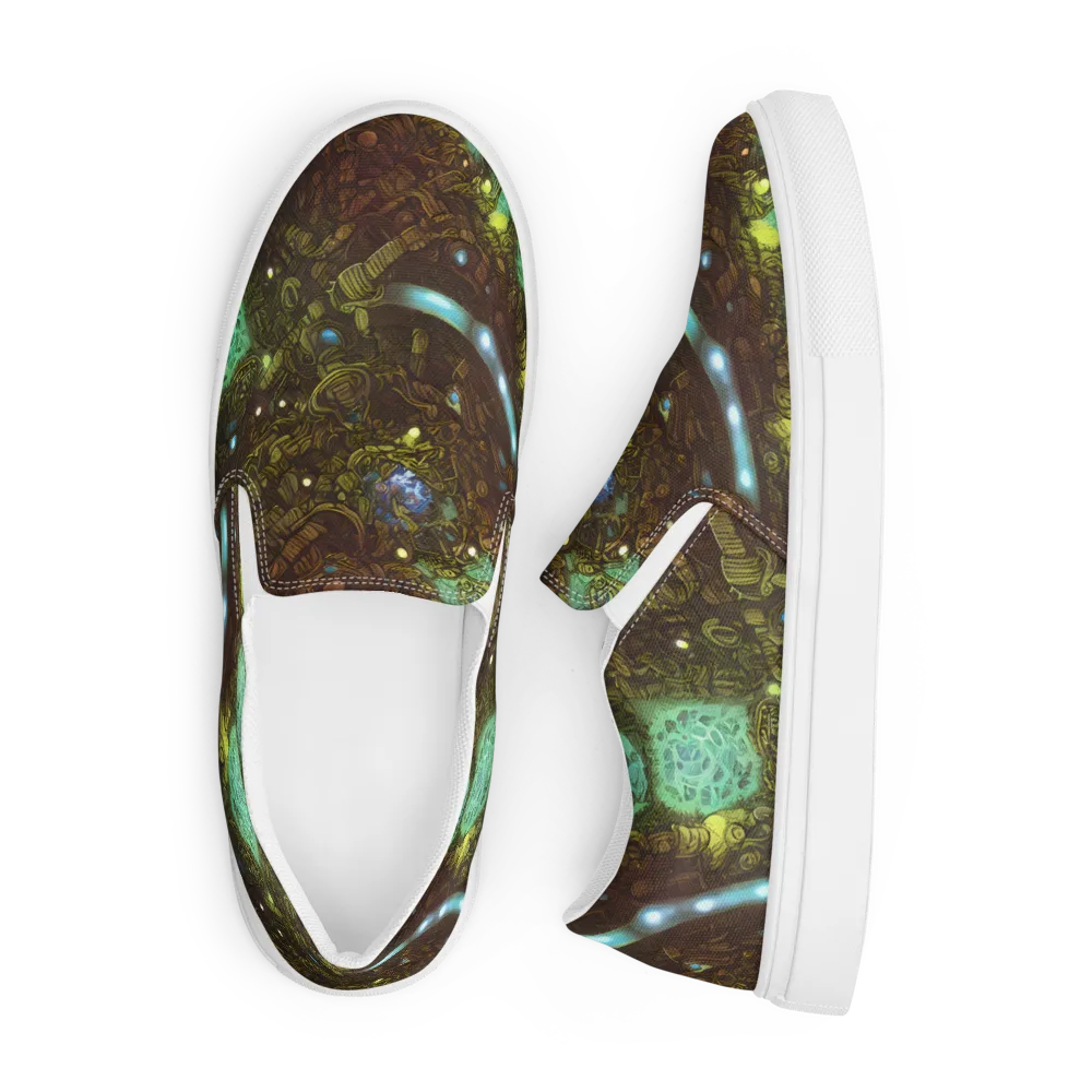 Bioluminescent Engine on Men's Slip-On Canvas Shoes — Front