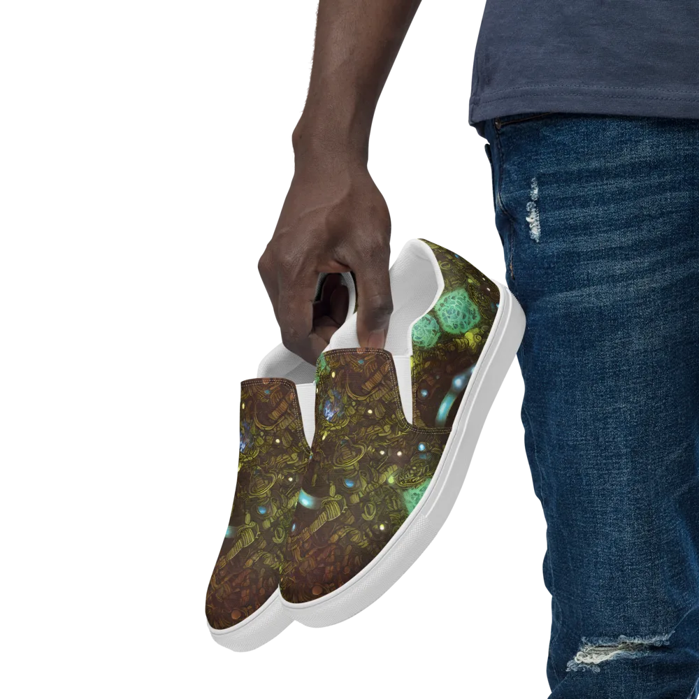 Bioluminescent Engine on Men's Slip-On Canvas Shoes — Left Front