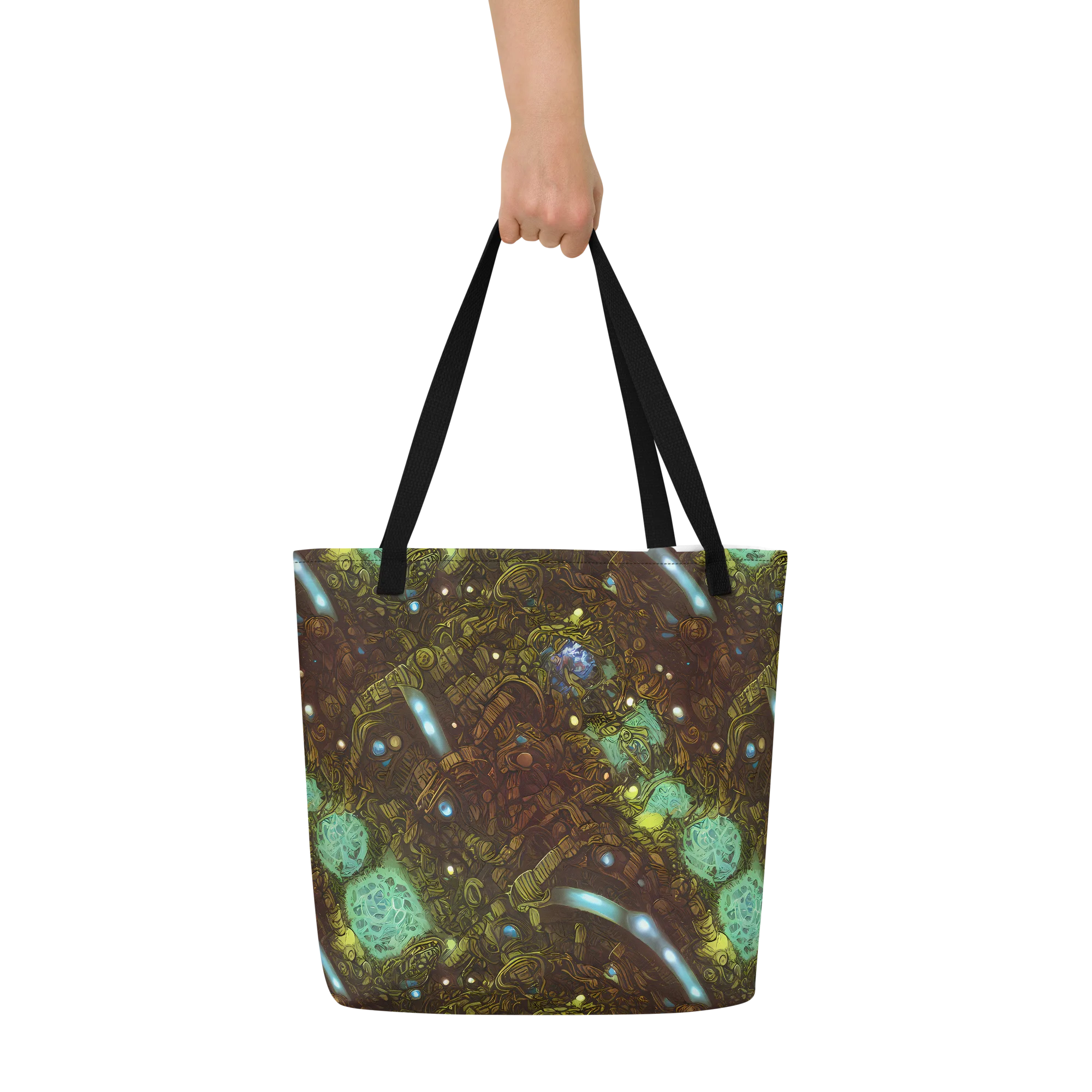 Bioluminescent Engine on Large Tote Bag W/ Pocket — Front