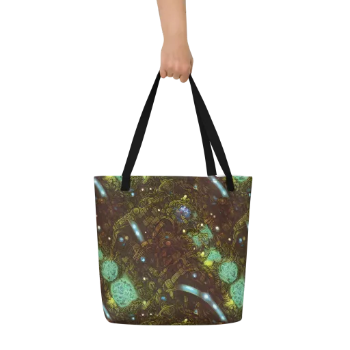 Bioluminescent Engine on a Large Tote Bag W/ Pocket