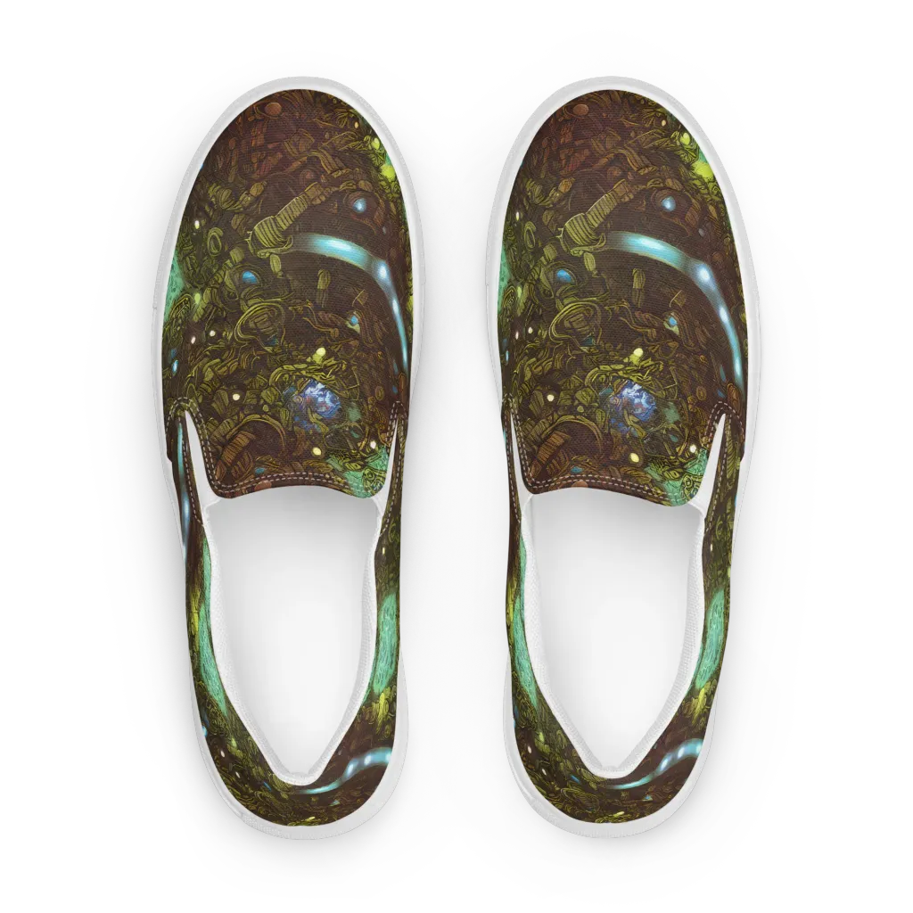 Bioluminescent Engine on Women's Slip-On Canvas Shoes — Front