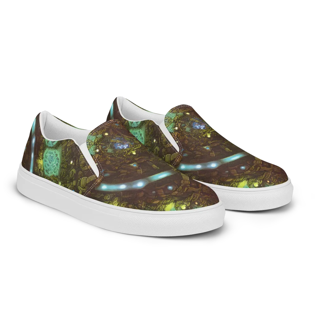 Bioluminescent Engine on Women's Slip-On Canvas Shoes — Right Front