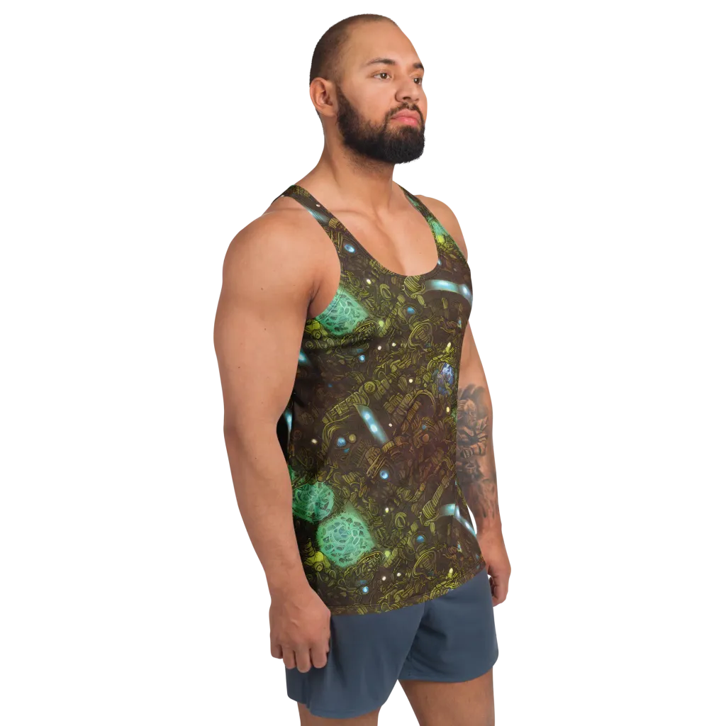 Bioluminescent Engine on Men's Tank Top — Right Front