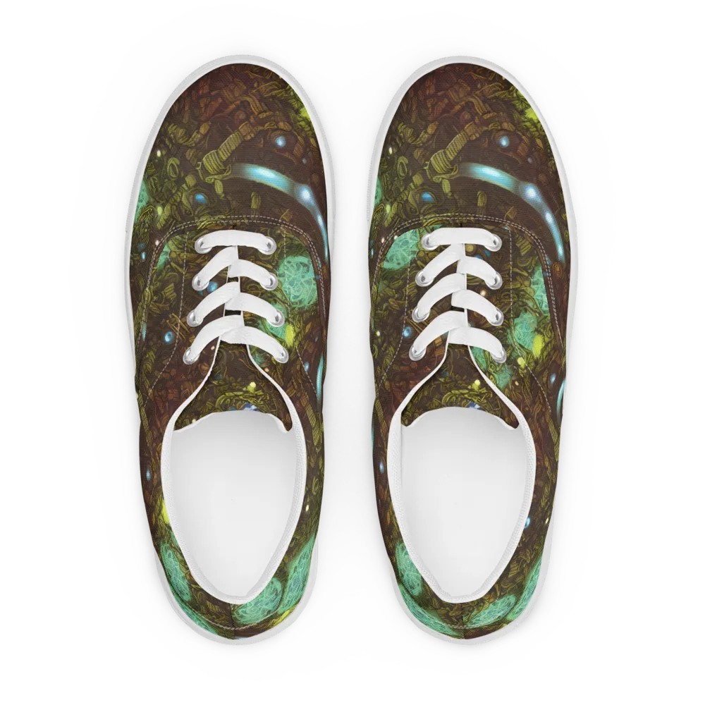 Bioluminescent Engine on Men's Lace-Up Canvas Shoes — Front