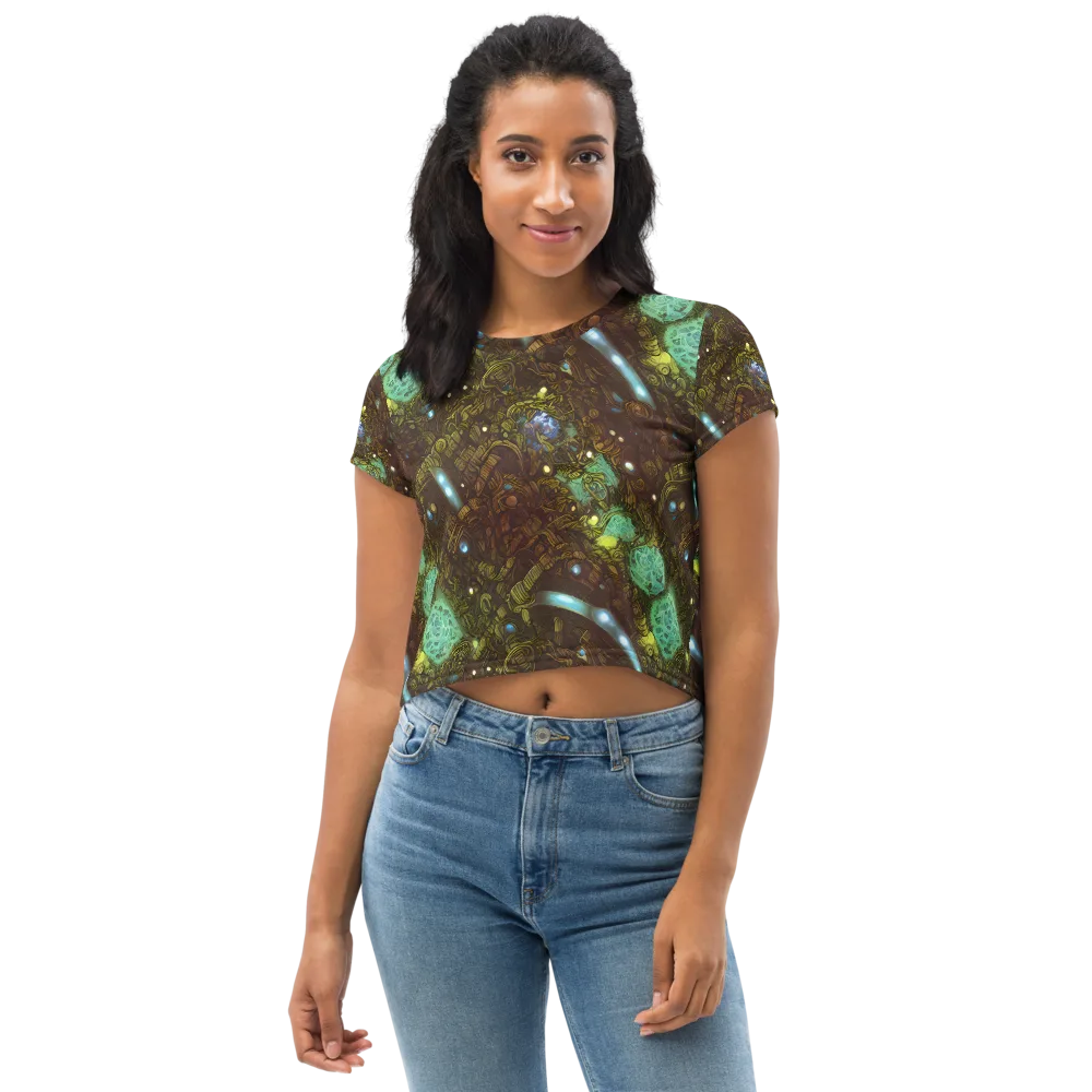 Bioluminescent Engine on Crop Tee — Front