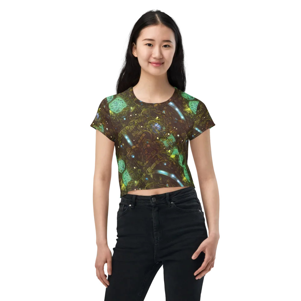 Bioluminescent Engine on Crop Tee — Front