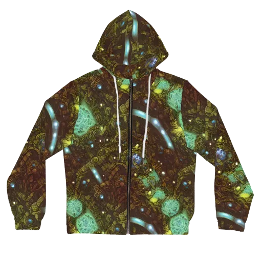 Bioluminescent Engine on a Women's Full-Zip Hoodie