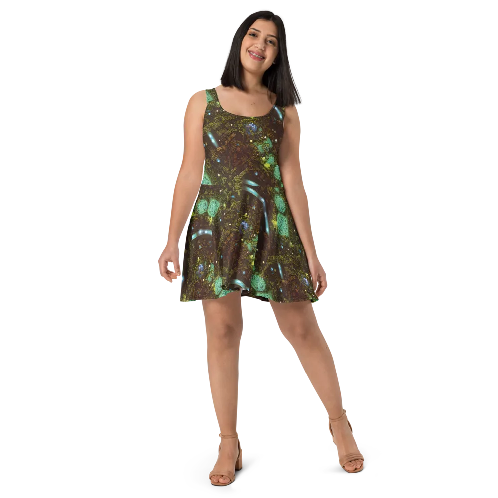 Bioluminescent Engine on Skater Dress — Front