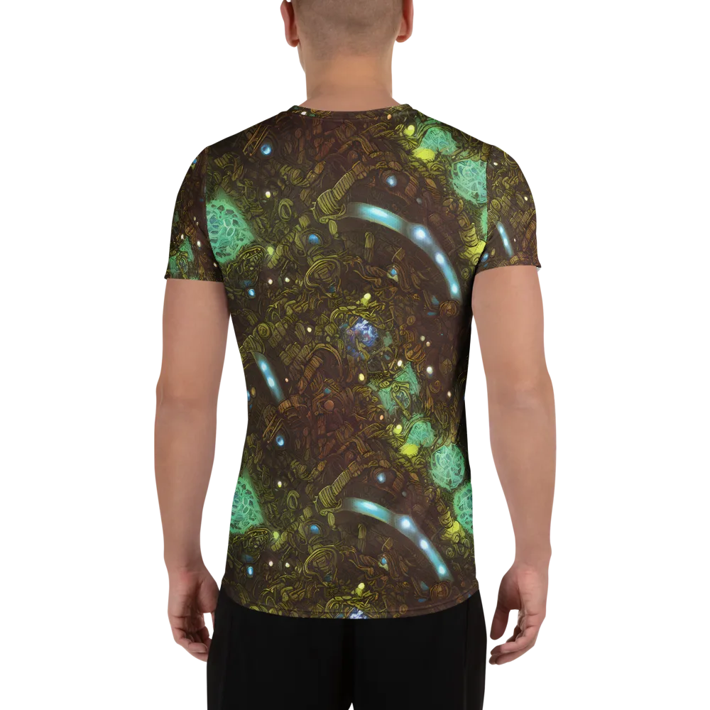 Bioluminescent Engine on Men's Athletic T-Shirt — Back