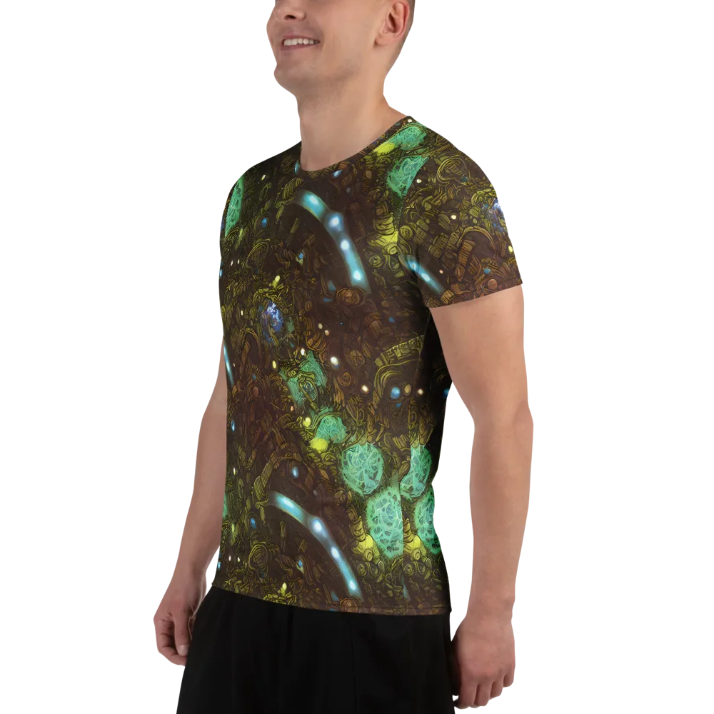 Bioluminescent Engine on Men's Athletic T-Shirt — Left