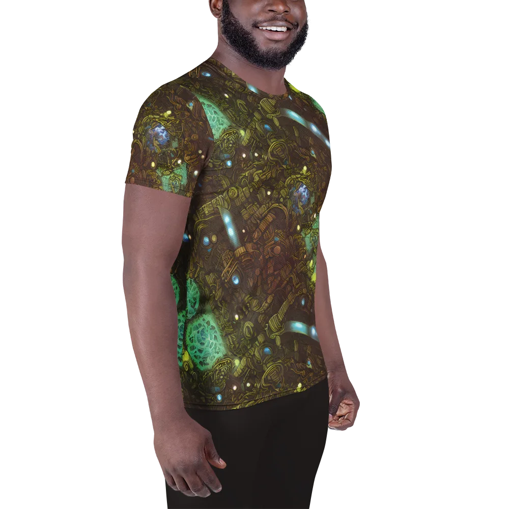 Bioluminescent Engine on Men's Athletic T-Shirt — Right