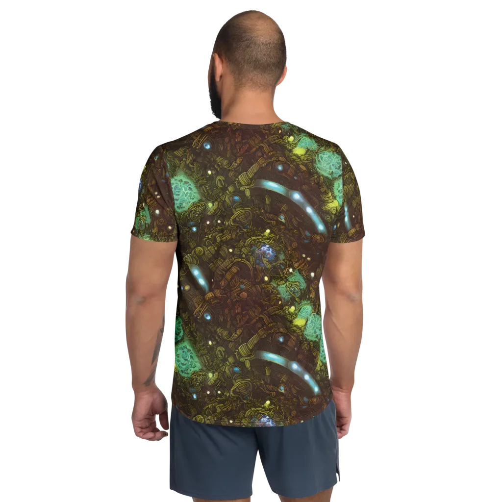 Bioluminescent Engine on Men's Athletic T-Shirt — Back