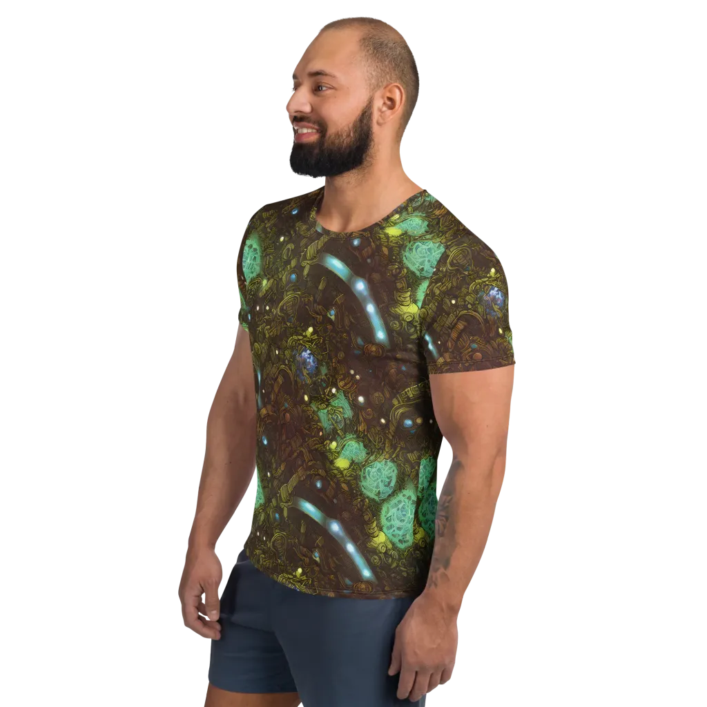 Bioluminescent Engine on Men's Athletic T-Shirt — Left