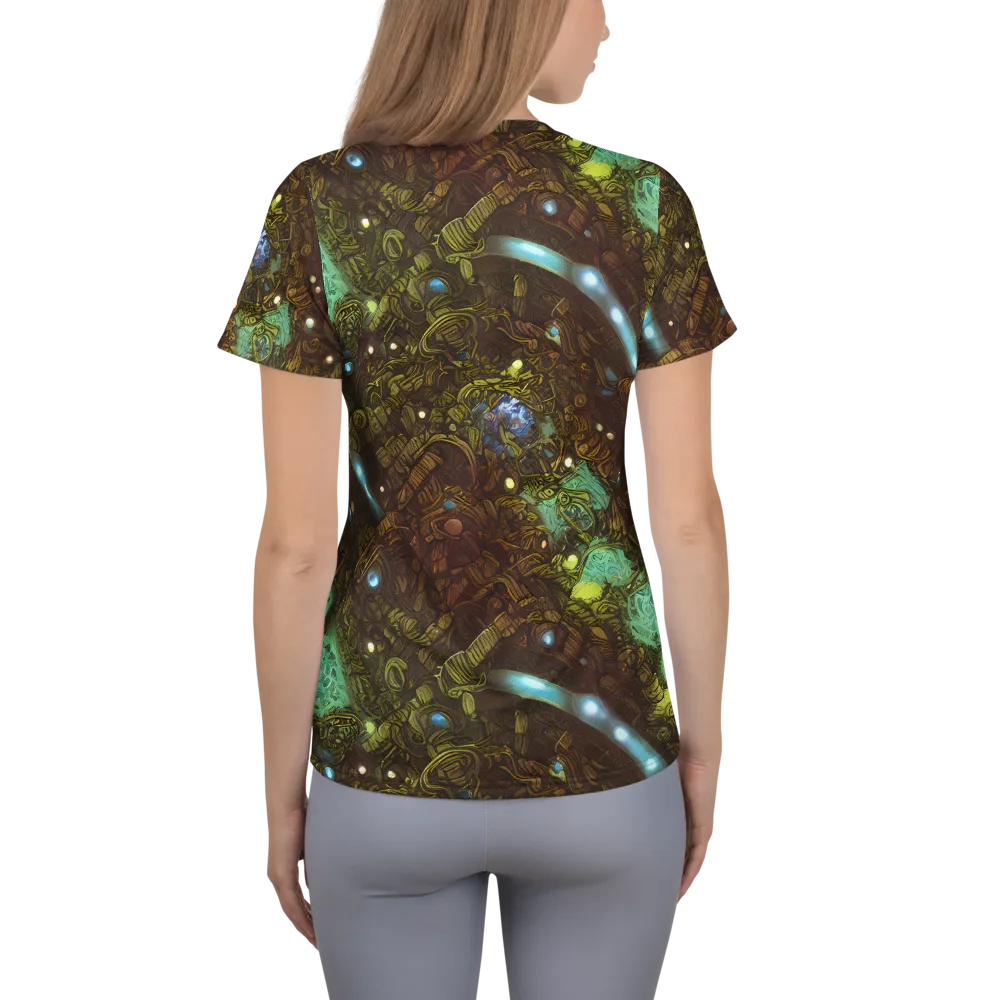 Bioluminescent Engine on Women's Athletic T-Shirt — Back