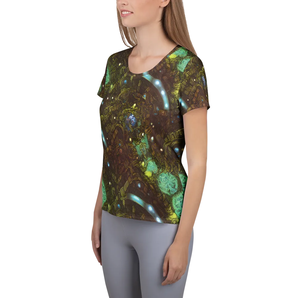 Bioluminescent Engine on Women's Athletic T-Shirt — Left