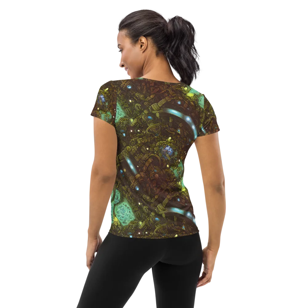 Bioluminescent Engine on Women's Athletic T-Shirt — Back